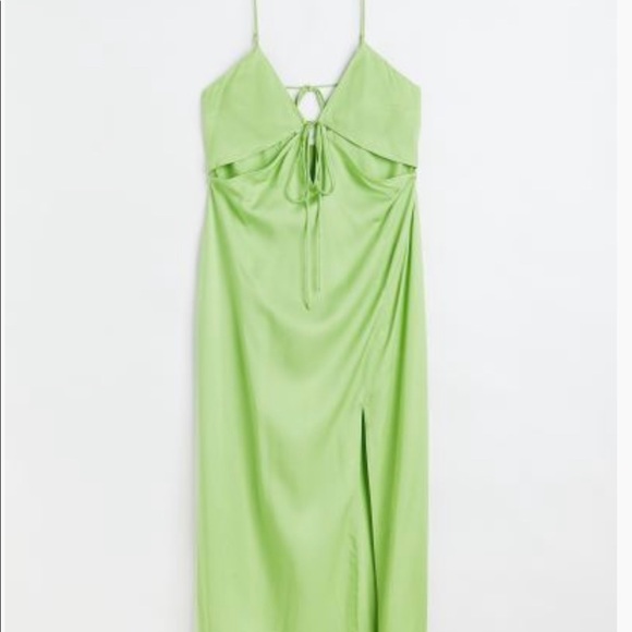 h and m satin dress & Women's Green Like Side Zipper Stretch Waist Size XL eye fastening at one side H&M Satin Slip Dress